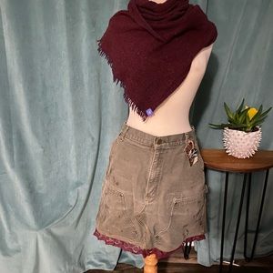 Carheart mini-skirt. Handmade from repurposed work pants. Blue/grey Size XL